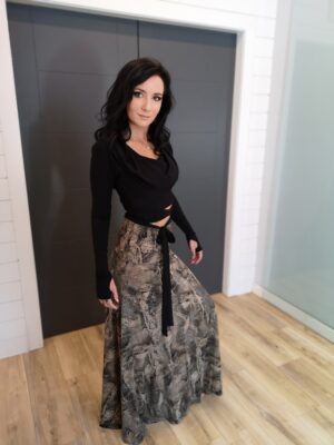 Black bamboo hooded crop top.