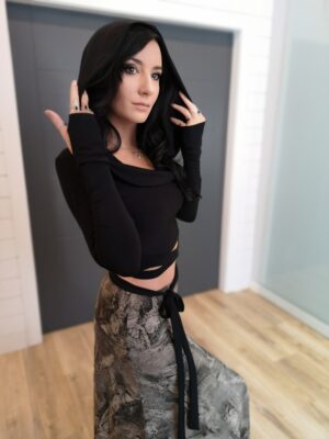 Black bamboo hooded crop top.