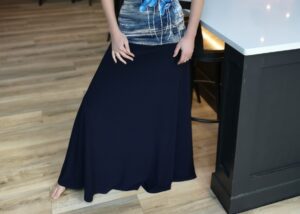 Navy blue maxi skirt.
