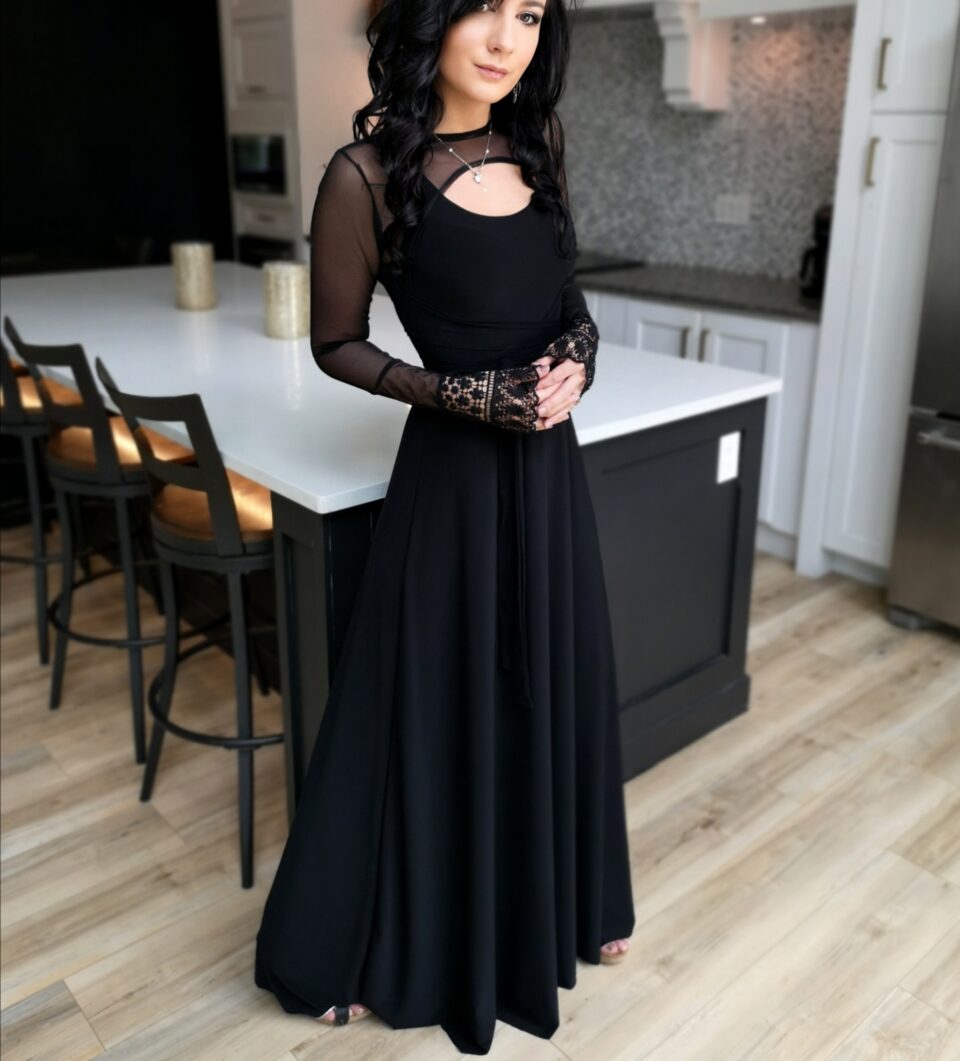 Black maxi tank dress.