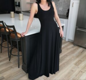 Black maxi tank dress.