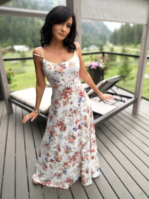 Floral print maxi dress.