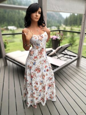 Floral print maxi dress.
