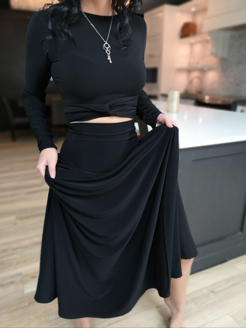 Black maxi skirt.