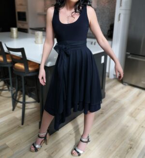 Short navy blue dress.