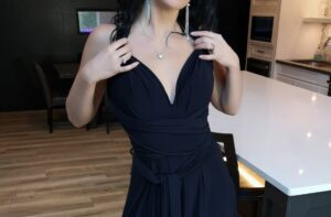 Navy wrap dress.
