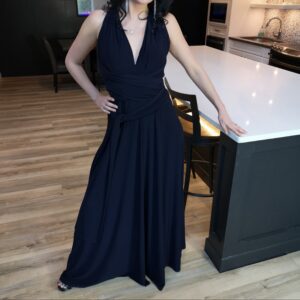 Navy wrap dress.