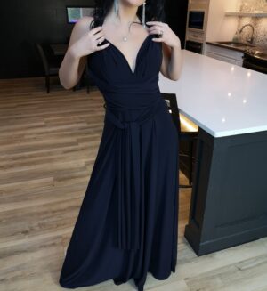 Navy wrap dress.