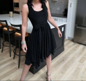 Black short mesh dress.