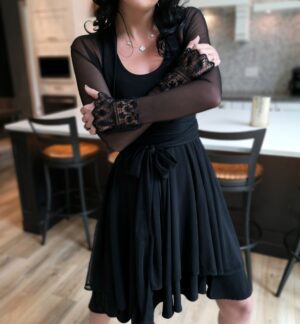 Black short mesh dress.