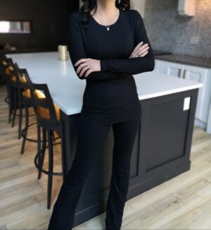 Black long-sleeve basic bamboo top.