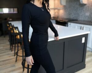 Black long-sleeve basic bamboo top.