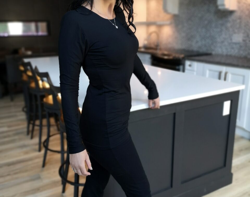 Black long-sleeve basic bamboo top.