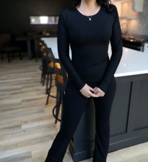 Black long-sleeve basic bamboo top.