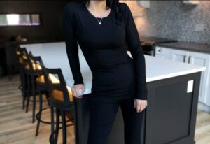 Black long-sleeve basic bamboo top.