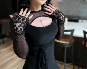 Black skinny strap fitted maxi dress.