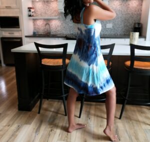 Mini blue and white sun dress.