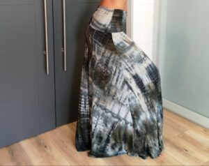 Olive green tie-dye maxi skirt.