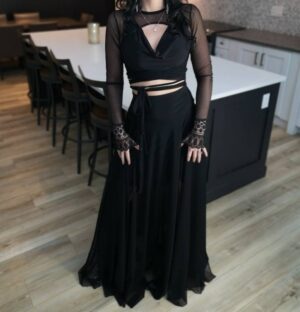 Black mesh crop jacket.