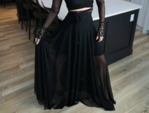 Maxi black mesh skirt.