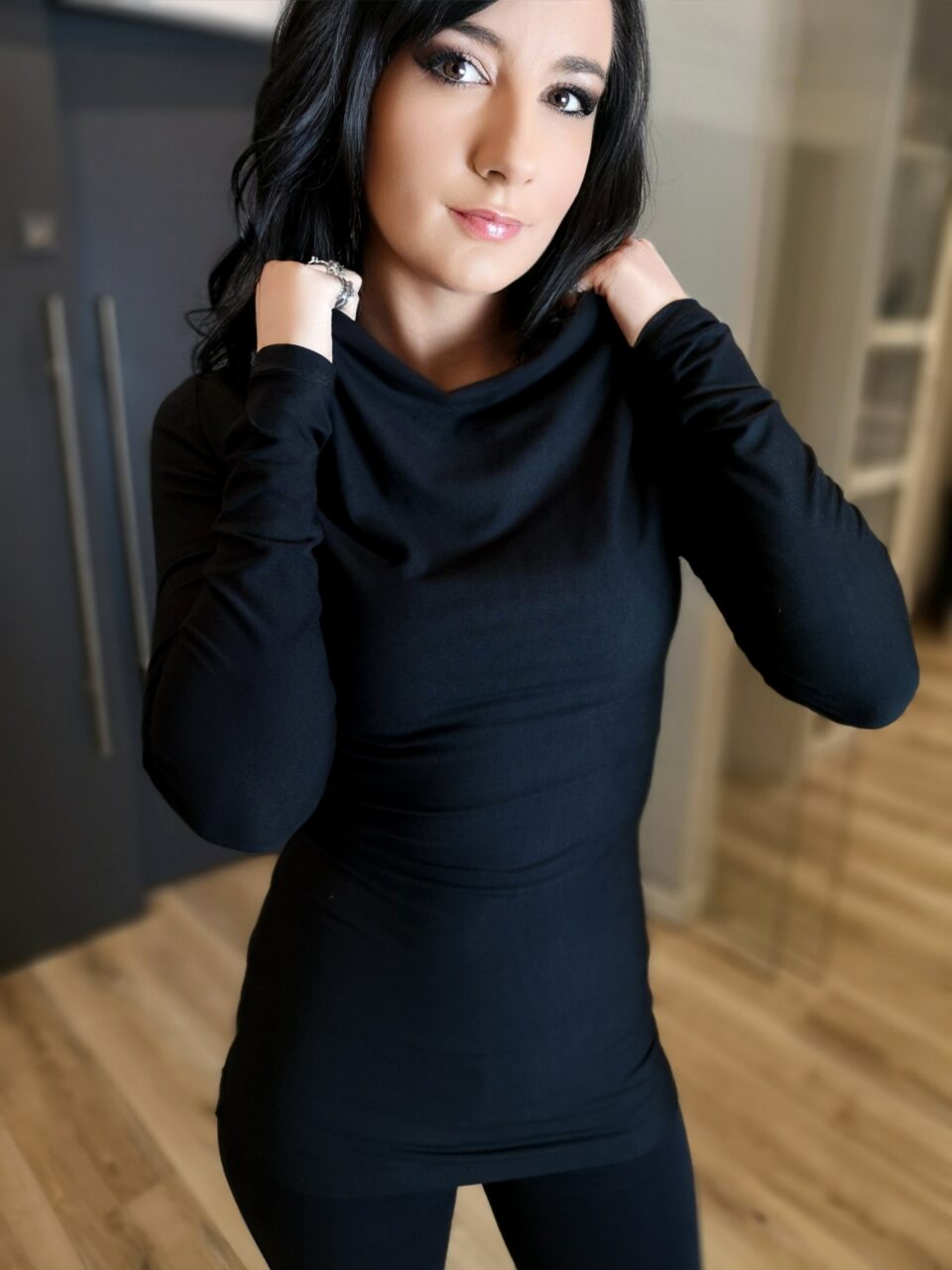 Soft black bamboo long sleeve top.