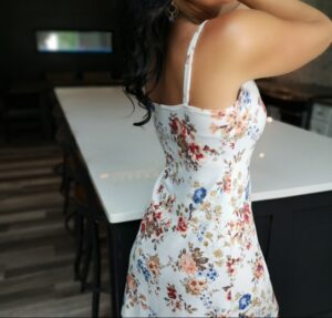 Multicolour on ivory floral print dress.