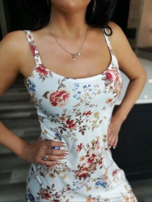 Multicolour on ivory floral print dress.