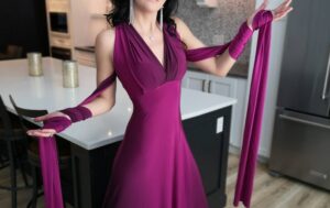 Purple ombre wrap dress.