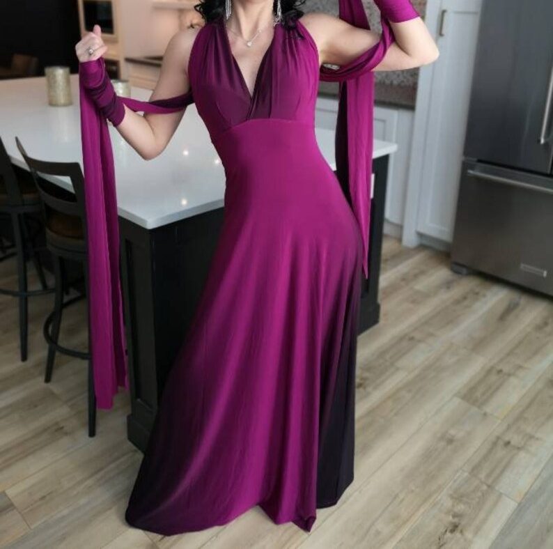 Purple ombre wrap dress.