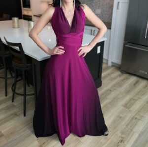 Purple ombre wrap dress.