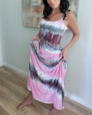 Pink cotton candy maxi dress.