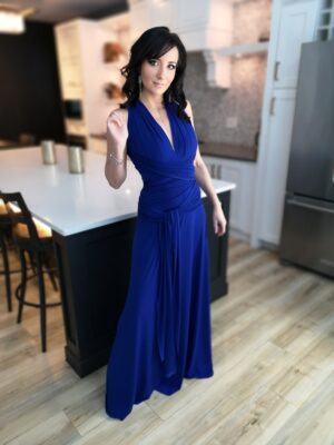 Cobalt blue infinity wrap dress.