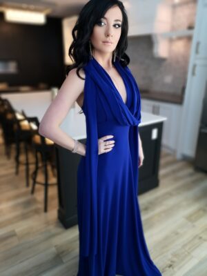 Cobalt blue infinity wrap dress.