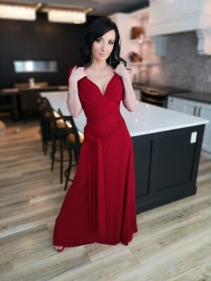 Red maxi rap dress.