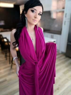 Pink infinity wrap dress.