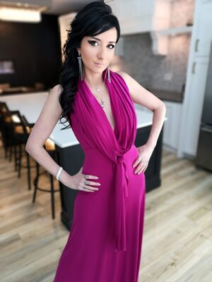 Pink infinity wrap dress.