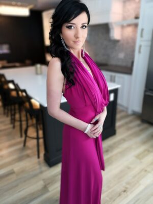 Pink infinity wrap dress.