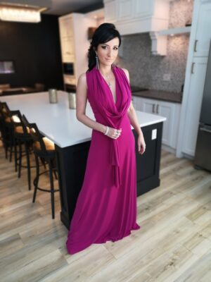 Pink infinity wrap dress.