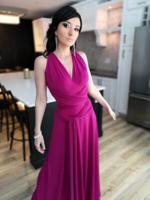 Pink infinity wrap dress.