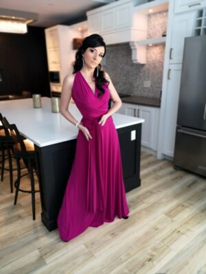 Pink infinity maxi wrap dress.