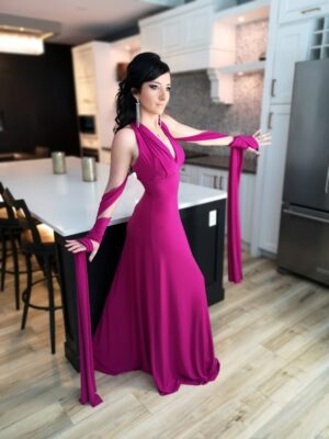 Pink infinity wrap dress.
