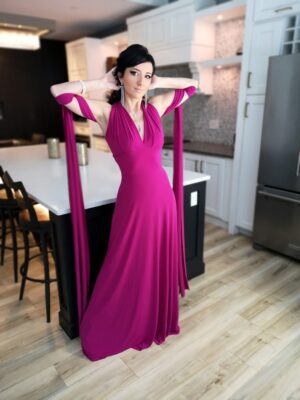 Pink infinity wrap dress.
