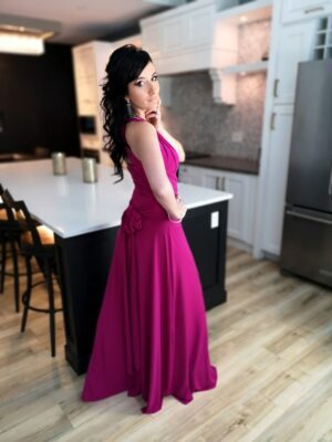 Pink infinity wrap dress.