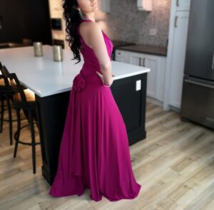 Pink infinity wrap dress.