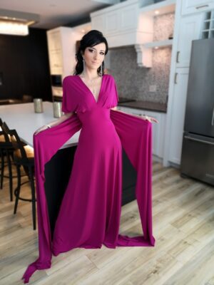 Pink infinity wrap dress.