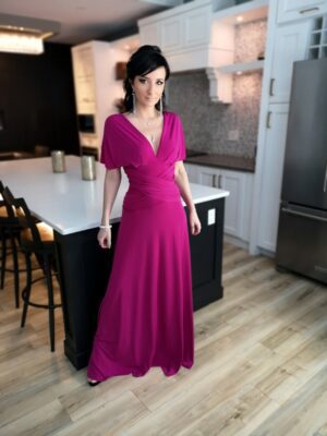 Pink infinity wrap dress.