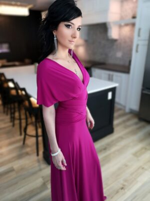 Pink infinity wrap dress.