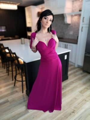 Pink infinity wrap dress.