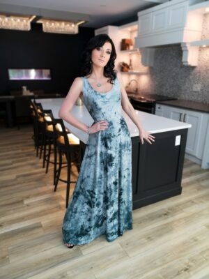 Gorgeous greenish teal maxi tie-dye dress.