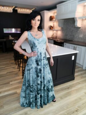 Gorgeous greenish teal maxi tie-dye dress.